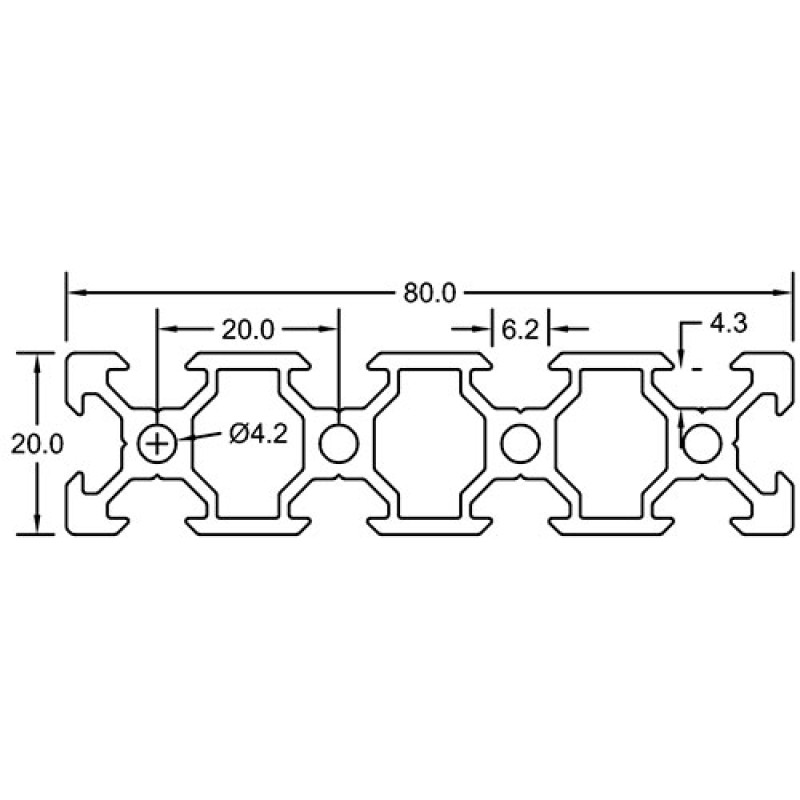 Верстатний профіль 20х80 V-slot (St104)