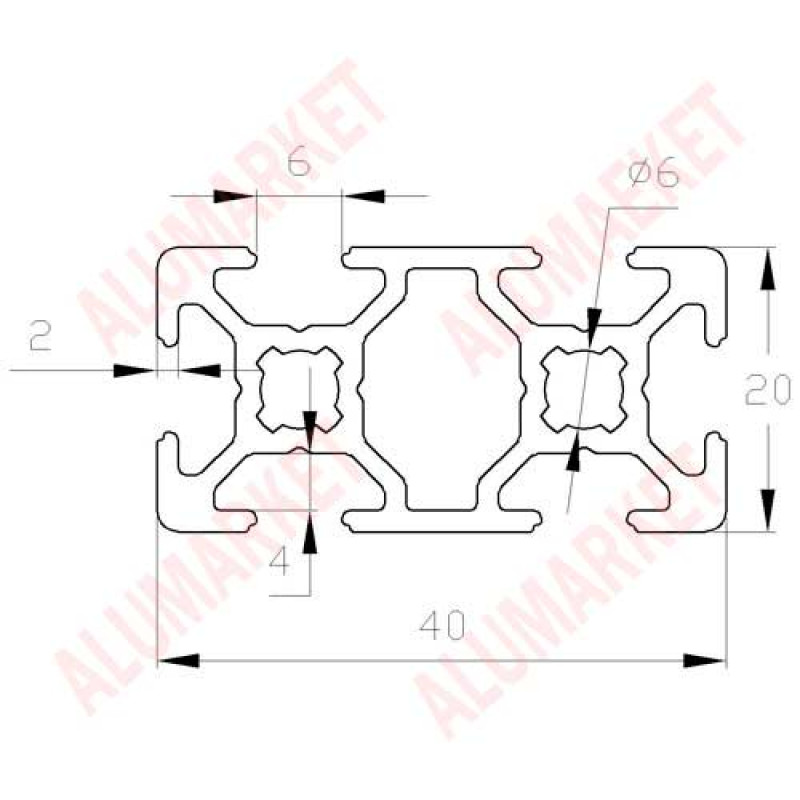 Станочный профиль 20х40 T-track (St112)