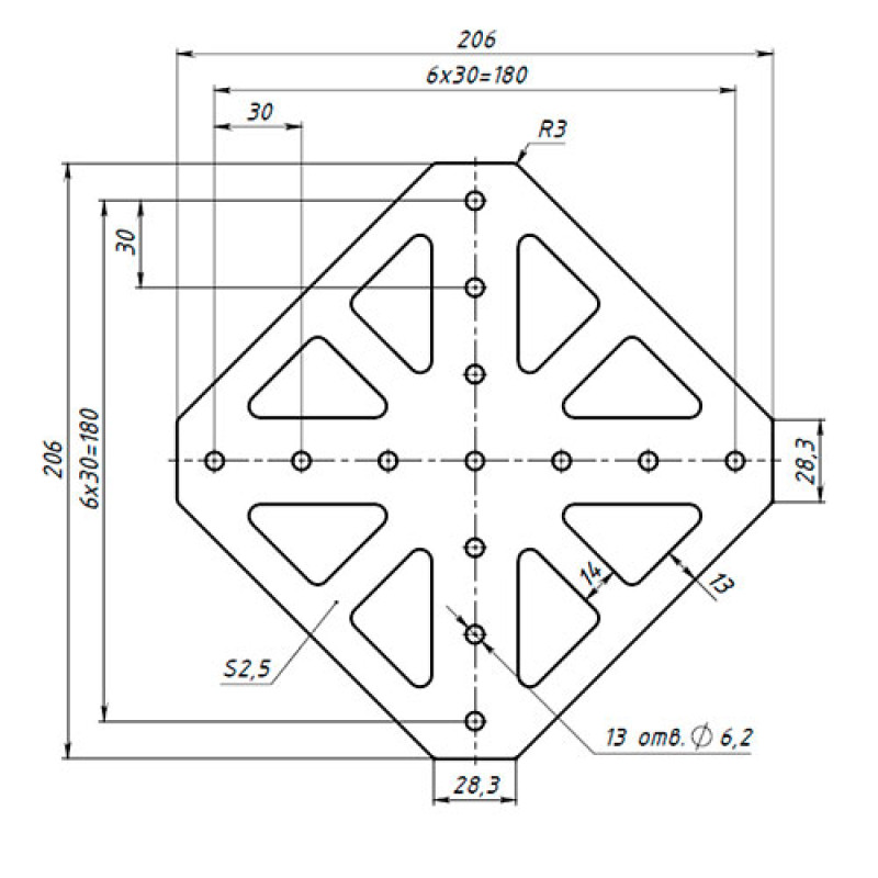 Крестовый соединитель 7х7 (3030) (pla151)