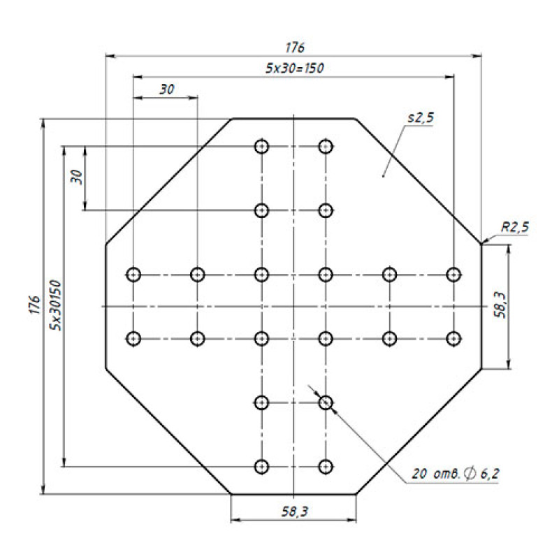 Хрестовий з'єднувач 6х6 (3060) (pla153)