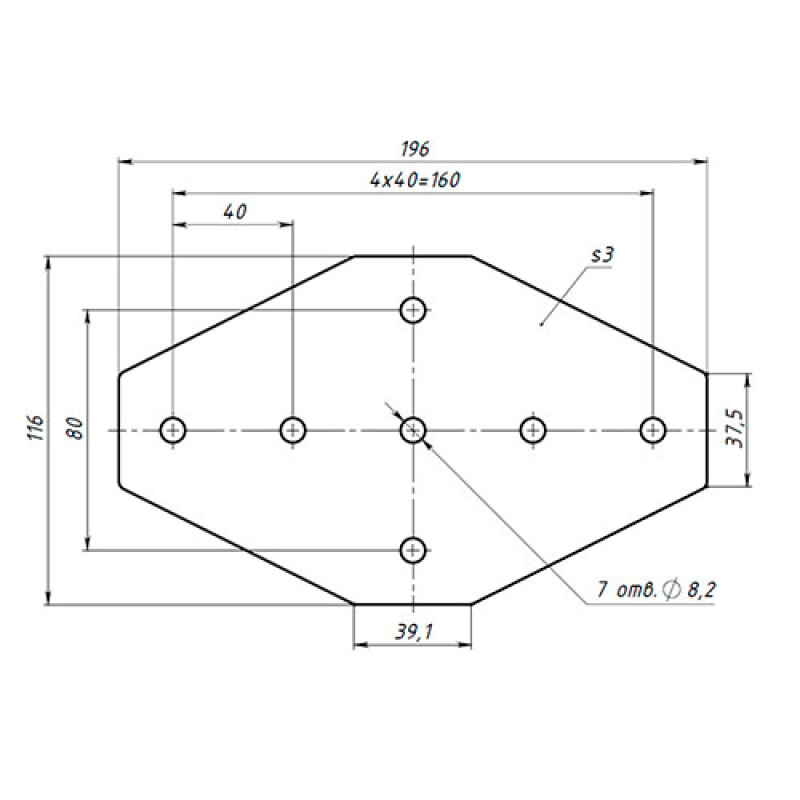 Хрестовий з'єднувач 3х5 (4040) (pla176)