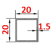 Труба алюминиевая 20х20х1.5 AS квадратная