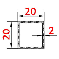 Труба алюминиевая 20х20х2 AS квадратная