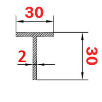 Тавр алюминиевый 30х30х2 AS