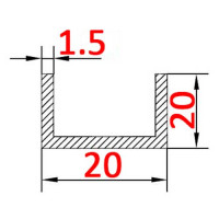 Швеллер алюминиевый 20х20х1,5 AS